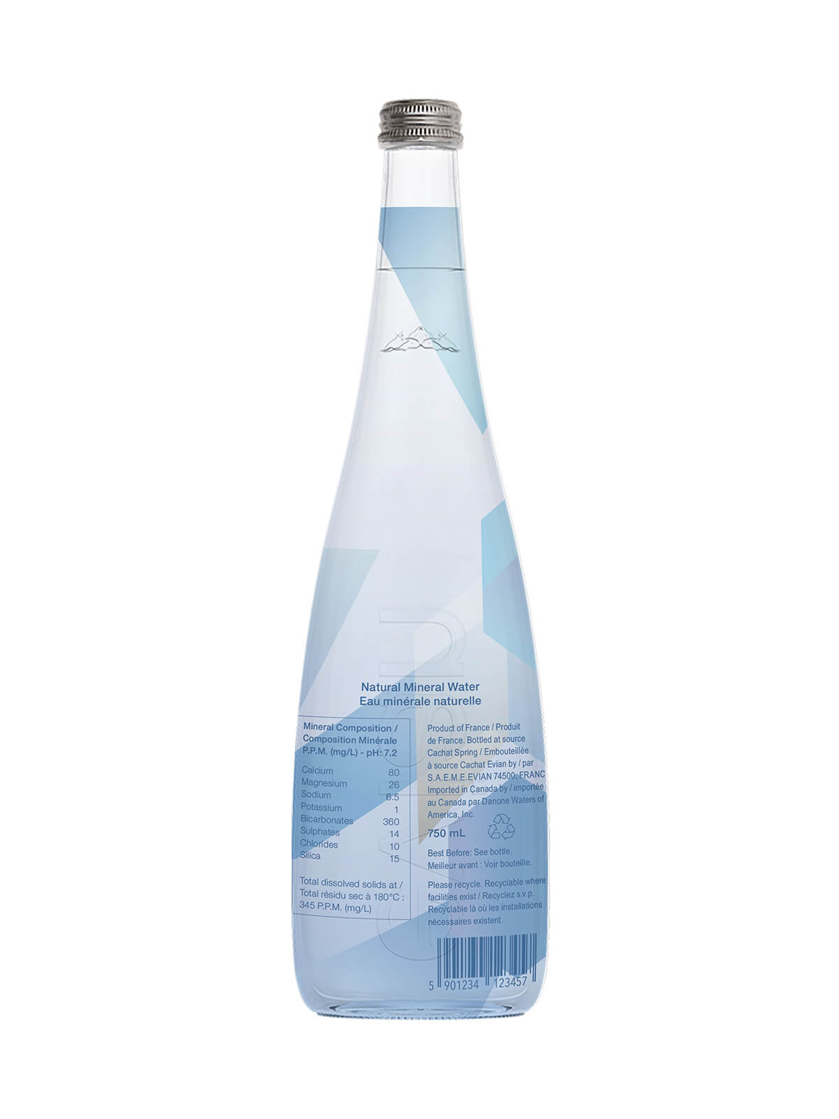Back label design of the Evian packaging concept