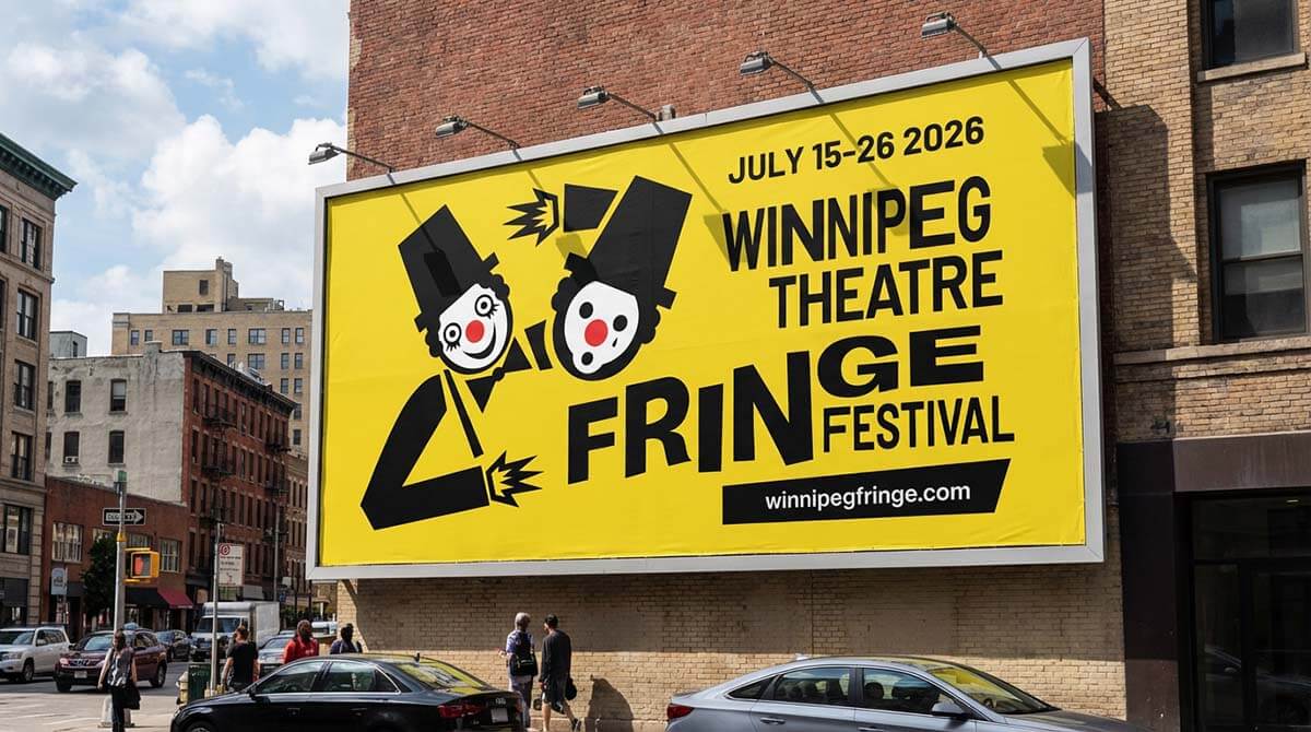Winnipeg Fringe Theatre Festival 2026 outdoor advertisement mockup