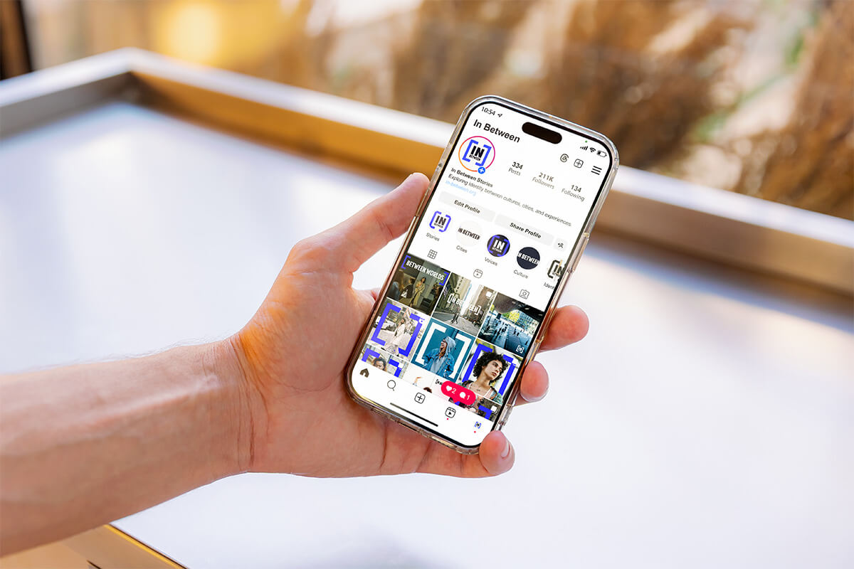 In Between Instagram post design showing the campaign visual system